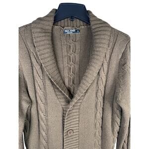 Paul Jones brown cable-knit shawl collar cardigan sweater Men's Medium Grandpa